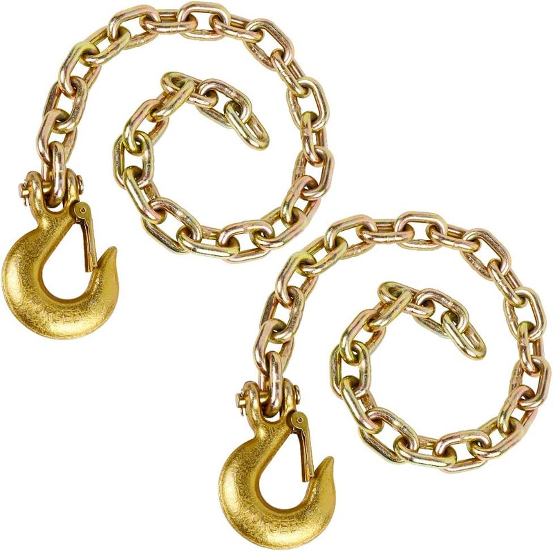 TeukRiGa 5/16" x 35" Grade 43 Trailer Safety Chain with Clevis Style Slip Hook 17,600 lbs Break Strength 2 Pcs (5/16" x 35") - Image 1